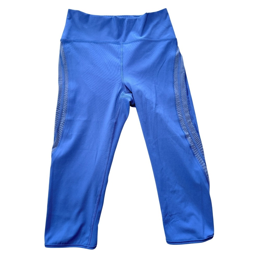 Lululemon Mesh Panel Capri Leggings Womens Size 6‎ Blue High Rise Yoga Pants